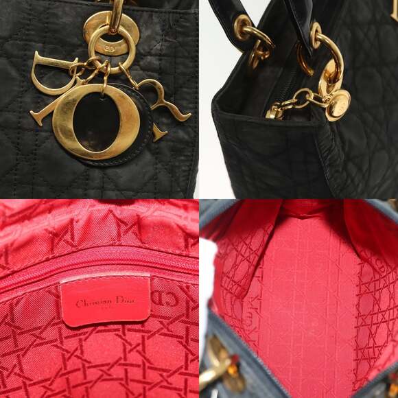 DIOR Canage Hand Bag Nylon Black Gold - Picture 11 of 12